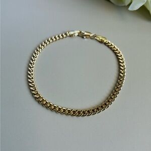18K gold plated Curb Chain Bracelet - Polished Link Bracelet